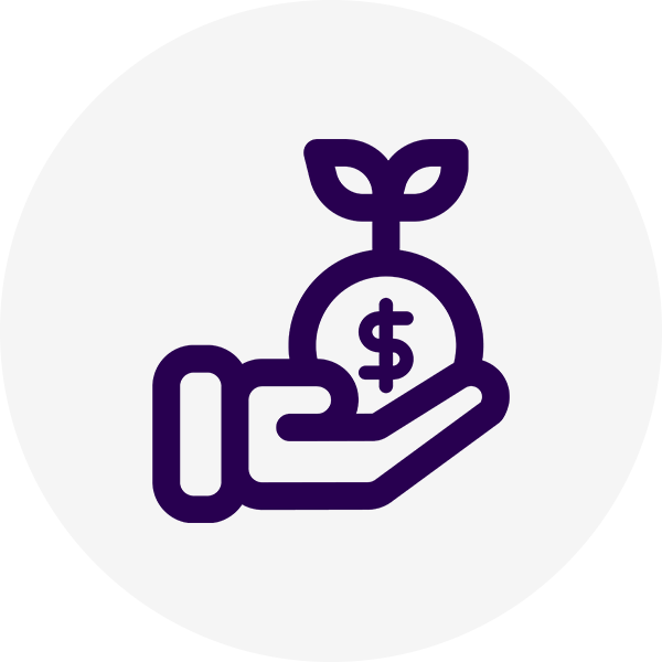 endowment-size icon of a hand holding a dollar sign